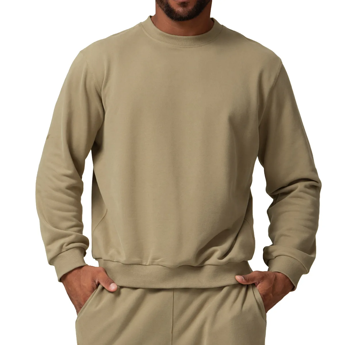 autumn men clothing long sleeve loose pullover embossed crewneck sweatshirt comfort colors sweatshirts Casual Long Sleeve Shirts