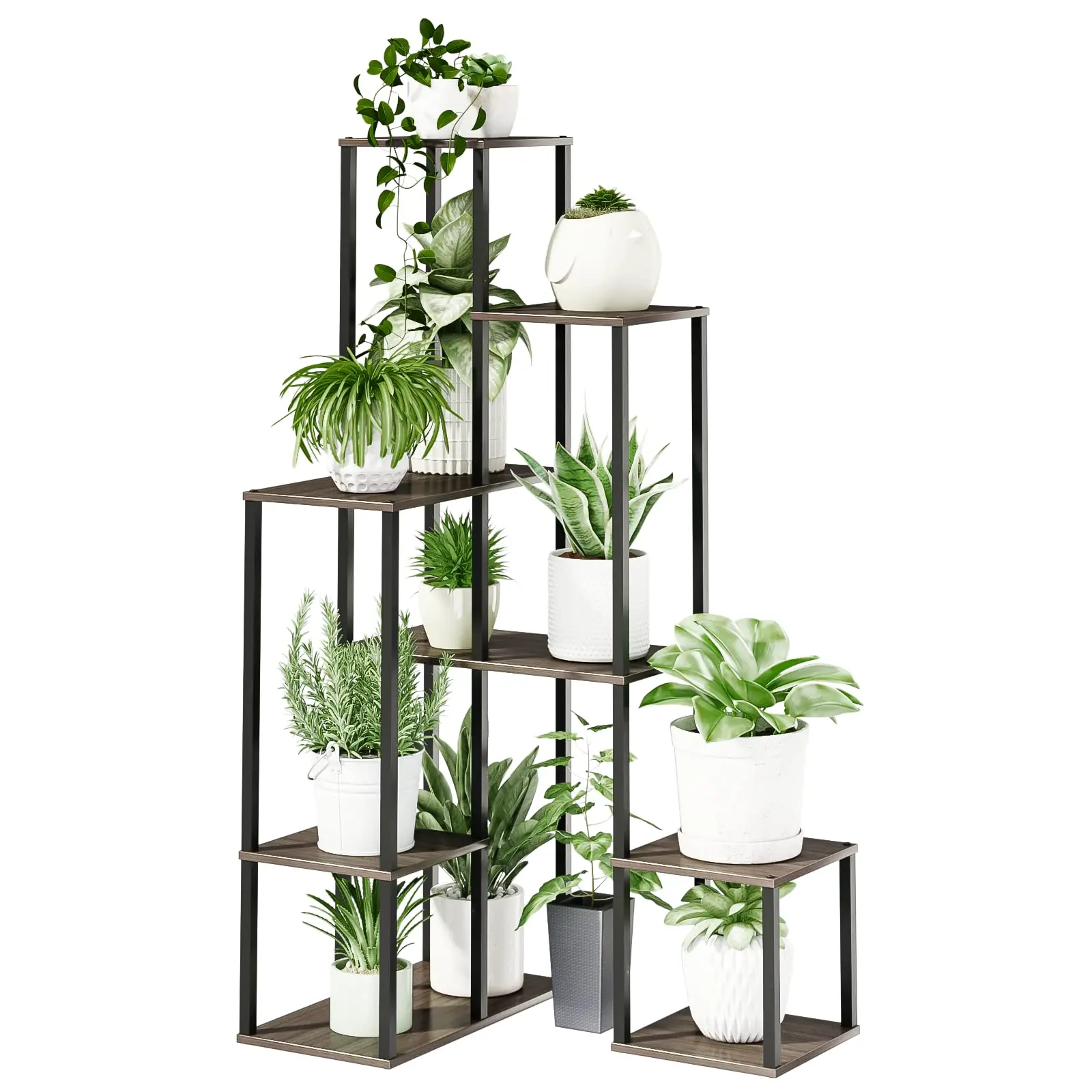 Garden Balcony Patio Window Living Room Indoor Plant Shelf Metal Black Plant Stands Flower Corner Plant Stand