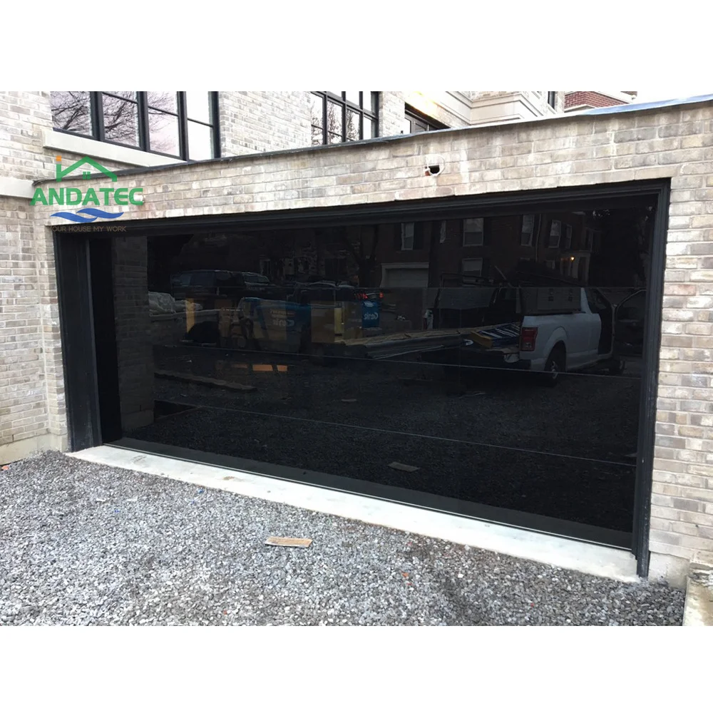 Commercial insulated frameless aluminum black for villa New style Modern Motor Garage Door Automatic