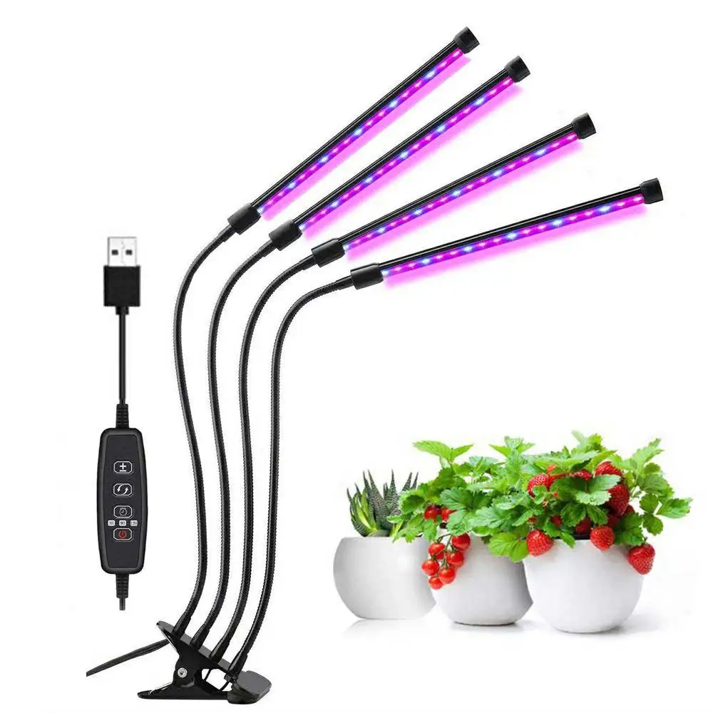 Amazon Best Selling Full Spectrum Phytolamps DC5V USB LED Light Grow 1/2/3/4 Head Desktop Clip Phyto Lamps for Plants Flowers