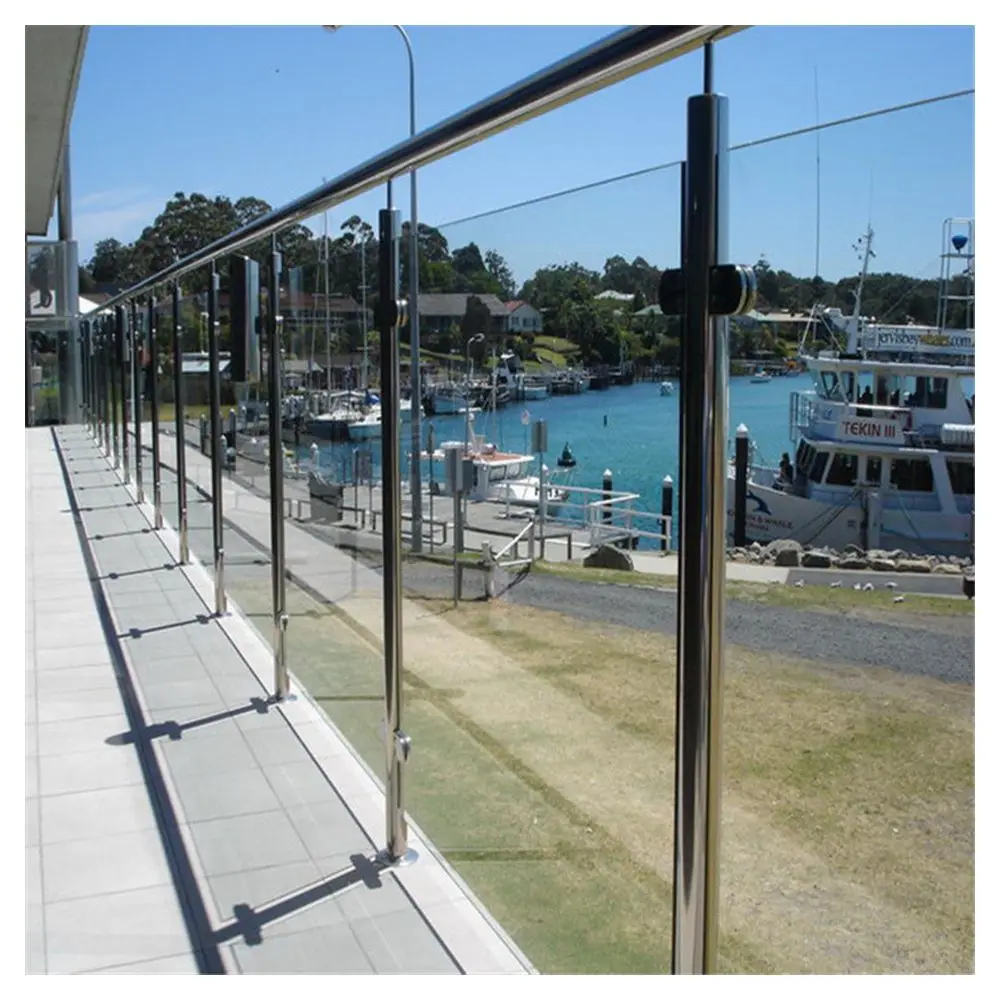 CBDMART Tinted Glass Balustrade Spigot Glass Railing Outdoor Stair Railing Balustrade