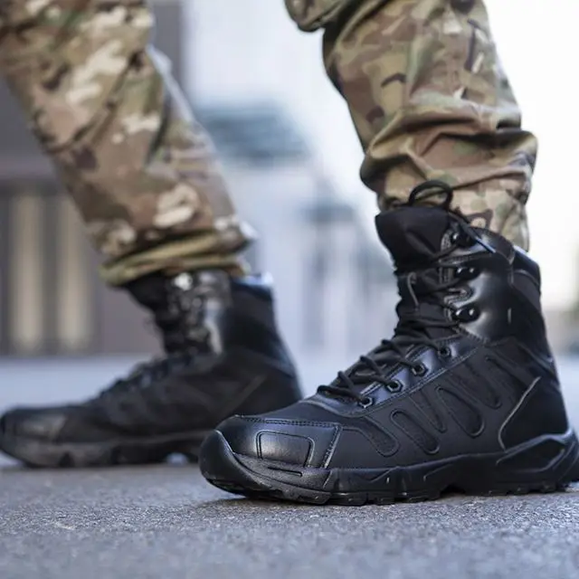 
Factory direct sale low quality microfiber upper delta high-top combat fans outdoor tactical shoes and boots 