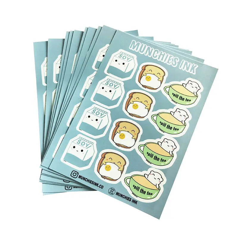 Self Adhesive Paper glitter Labels Printing Custom Kiss Cut Sticker Sheet