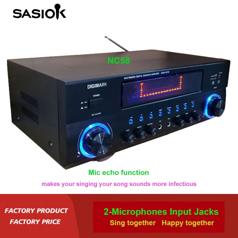 Микрофон echo NC58 BT/USB/SD/MMC/AUX/MP3/CD/VCD/DVD аудио вход стерео синий зуб караоке усилитель динамик Профессиональный FM радио/VFD