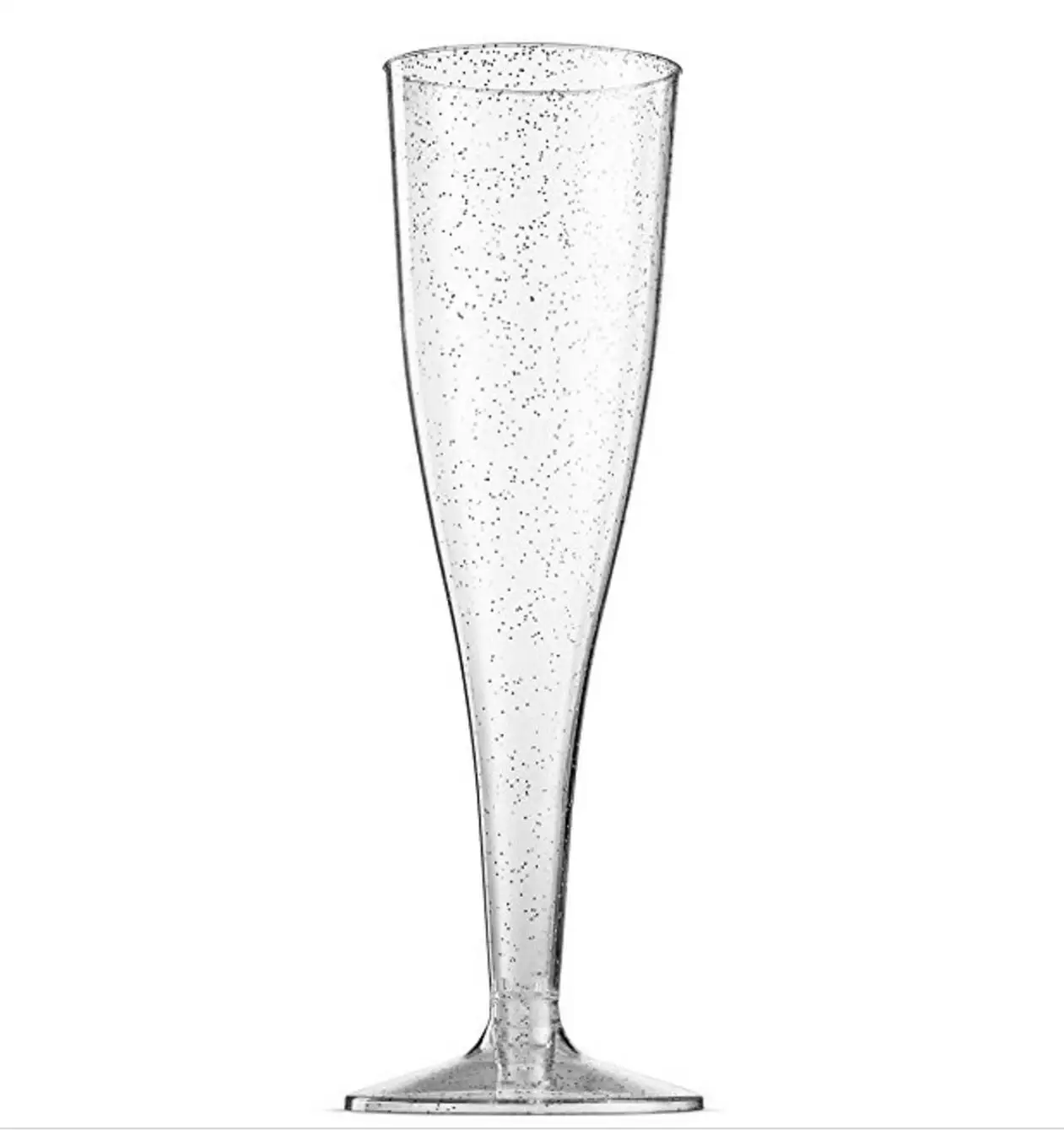 PS cup disposable flutes glitter glass plastic champagne flute in silver and gold