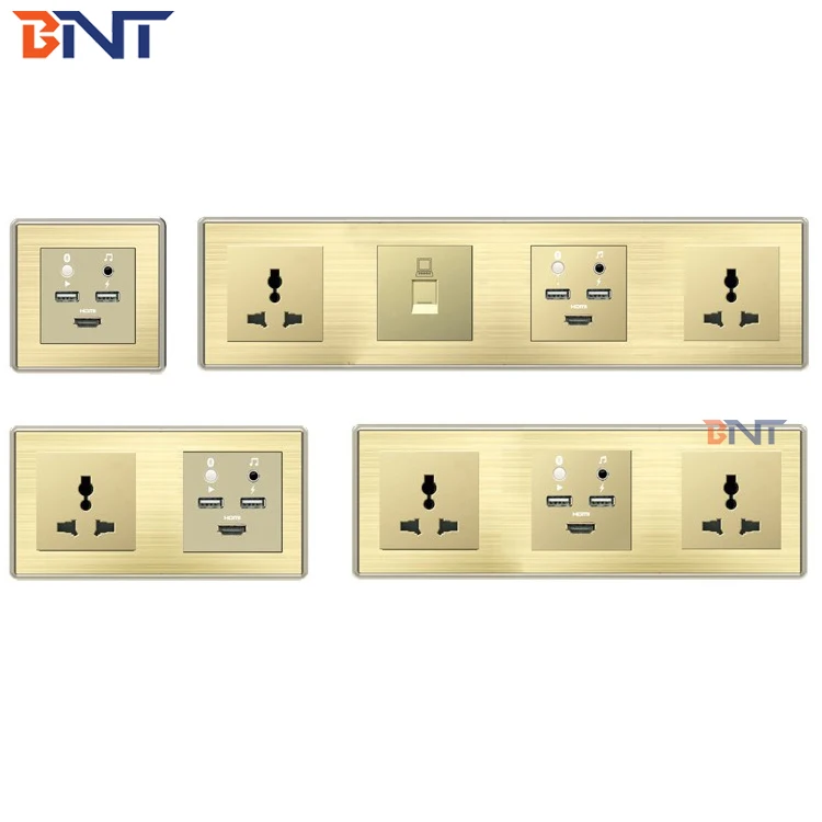 Hotel Room Wall Smart Control Panel / Intelligent Hotel Media Hub Socket