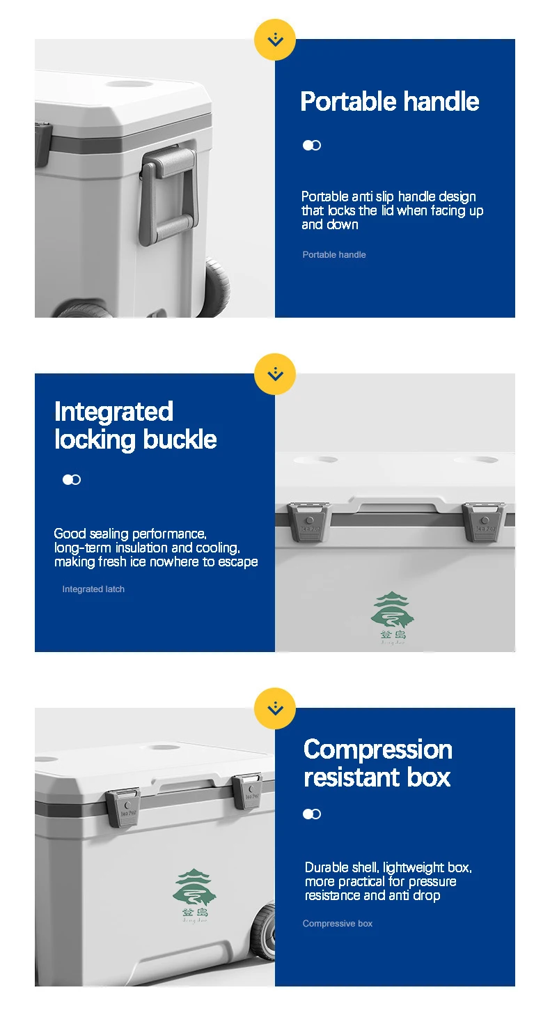 PE/PU/PP 45L New Style Wholesale Cooler Box 45L Outdoor Camping Fishing Good Performance Pinic Plastic Ice Cooler Box china