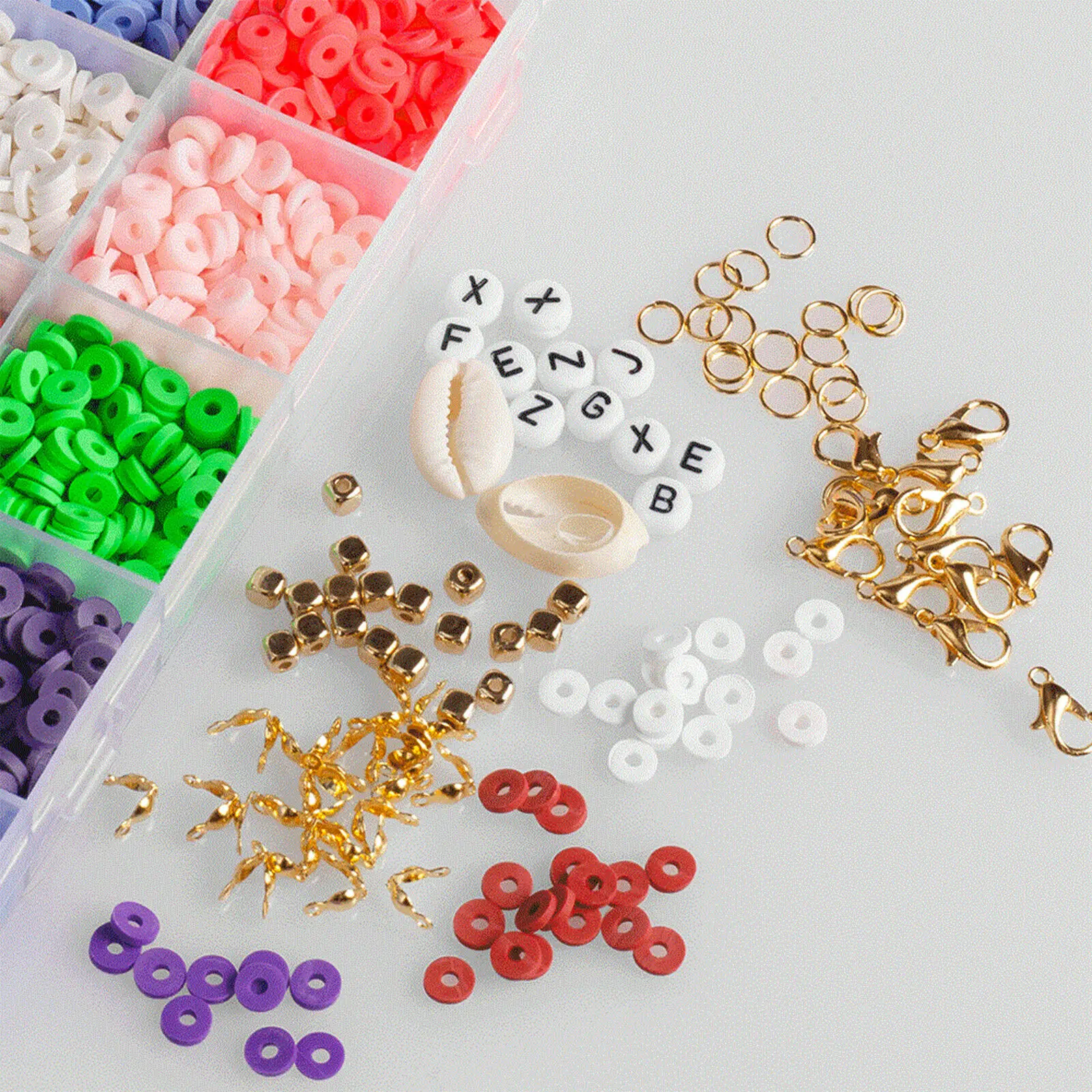 8600PCS Wholesale DIY Glass Seed Beads Alphabet Letter Clay Bracelet Jewelry Making Kits With Tools For