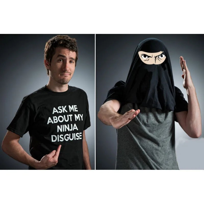 Спросите меня о MY NINJA Маскировка Новый специфический ниндзя Футболка флип смешная маска с короткими рукавами