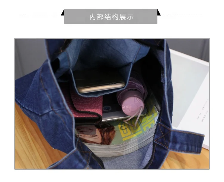 Hot Selling denim bag light weight soft denim tote  Bags
