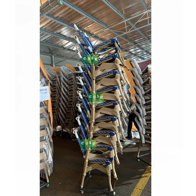 Wholesale outdoor rattan wicker paris cafe charis blue stackable (E6018)