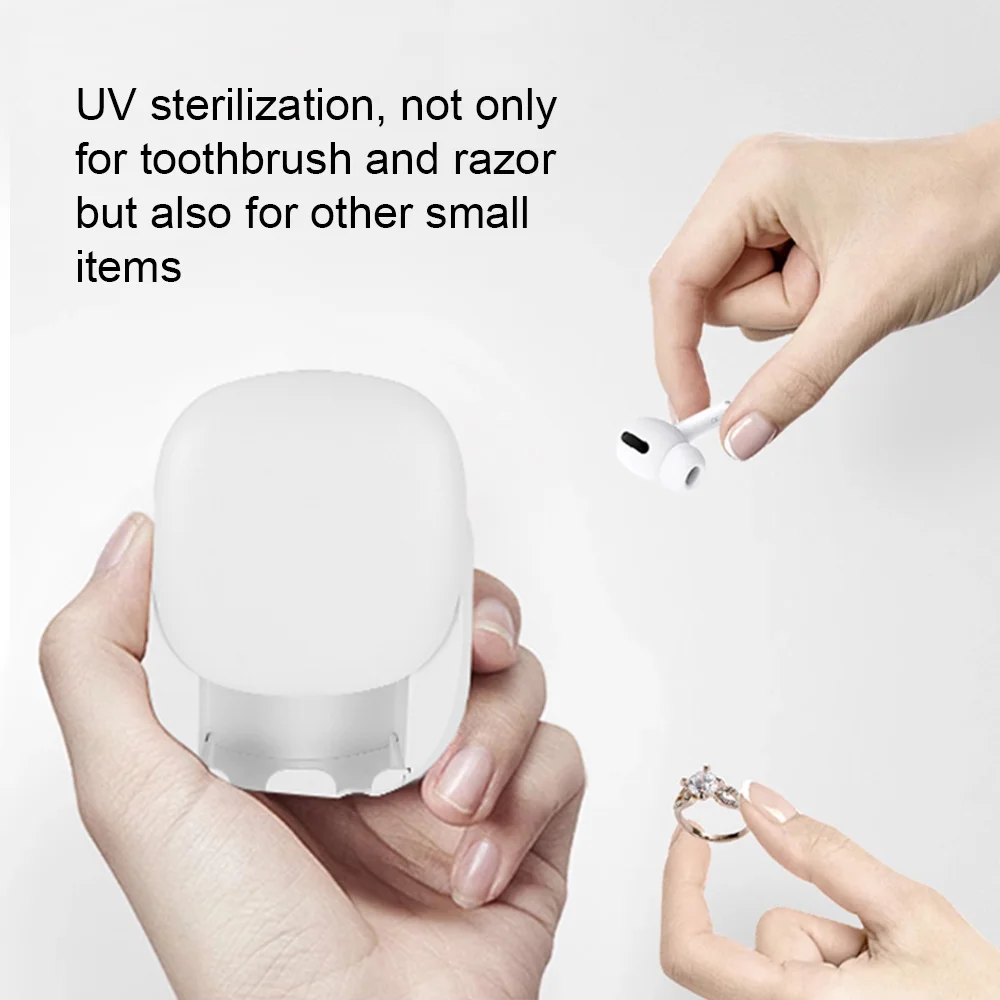 Portable UVC Mini Toothbrush sterilizer wtih Two Slots Compact Sanitizer for toothbrush razor and jewelry