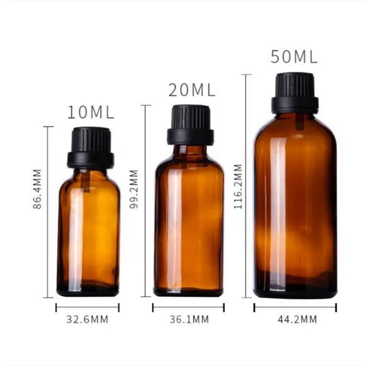 Amber Brown 15ml 20ml 30ml 50ml 100ml 5ml 10ml Glass Essential Oil Bottle   with cap