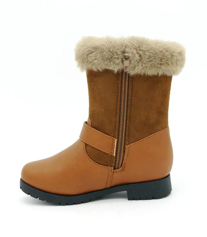 Wholesale Fashion Kids Faux Fur Outdoor Padded Warm Fuzzy Dress Children Shoes Winter Boots for Girls