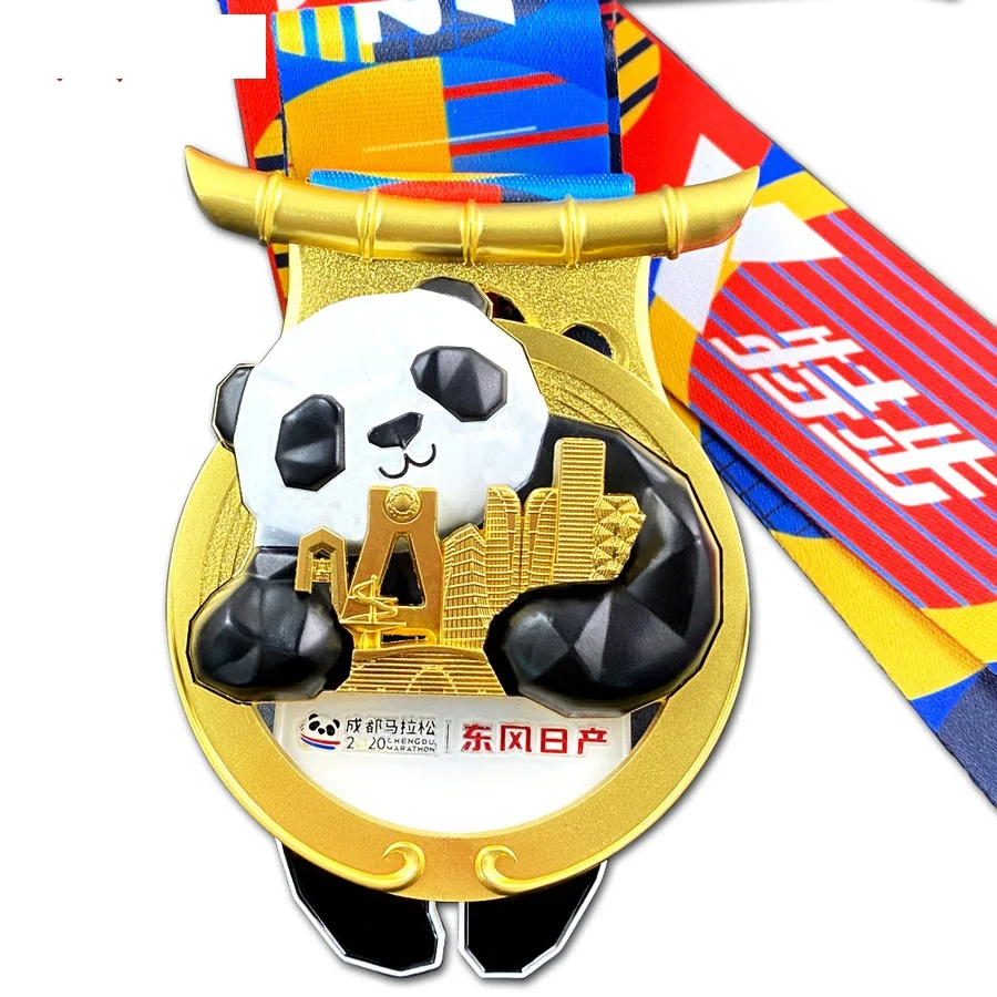 Personalized Souvenir Logo Taekwondo Running Karate Soccer Football 3D Blank Gold Award With Ribbon Metal Custom Sports Medal
