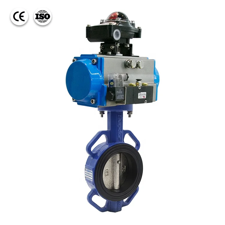 Bundor 150LB fit for multistandard durable butterfly valve pneumatic actuated butterfly valve