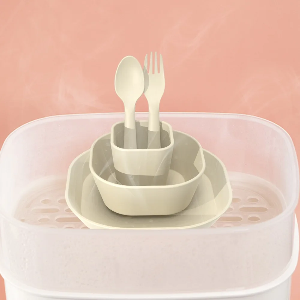 Wholesale BPA Free Eco-friendly Colorful Tableware Kids Dining Baby Feeding Bib Food Grade Plastic PP  Plate Bowl Cup Set