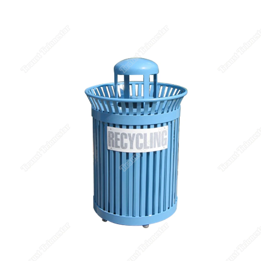 Traust outdoor big capacity environment metal dustbin trash waste receptacle litter garbage bin