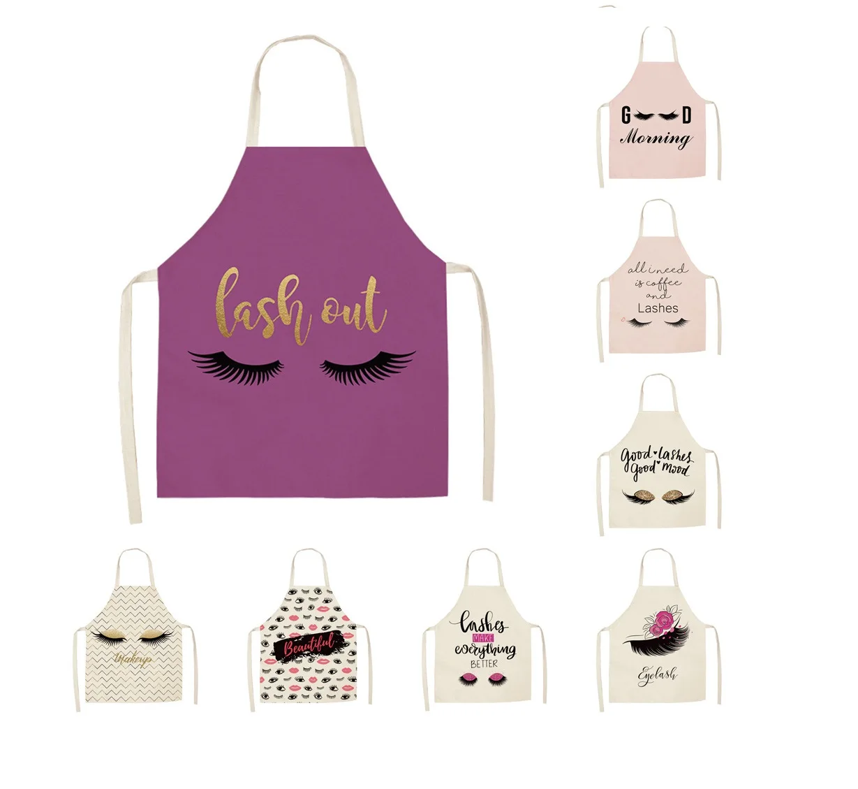 Sleeveless Neck Unisex Wholesale Eyelash Extension Aprons Linen Eyelash Apron with Customized Logo Beauty Salon Apron Nail Shop