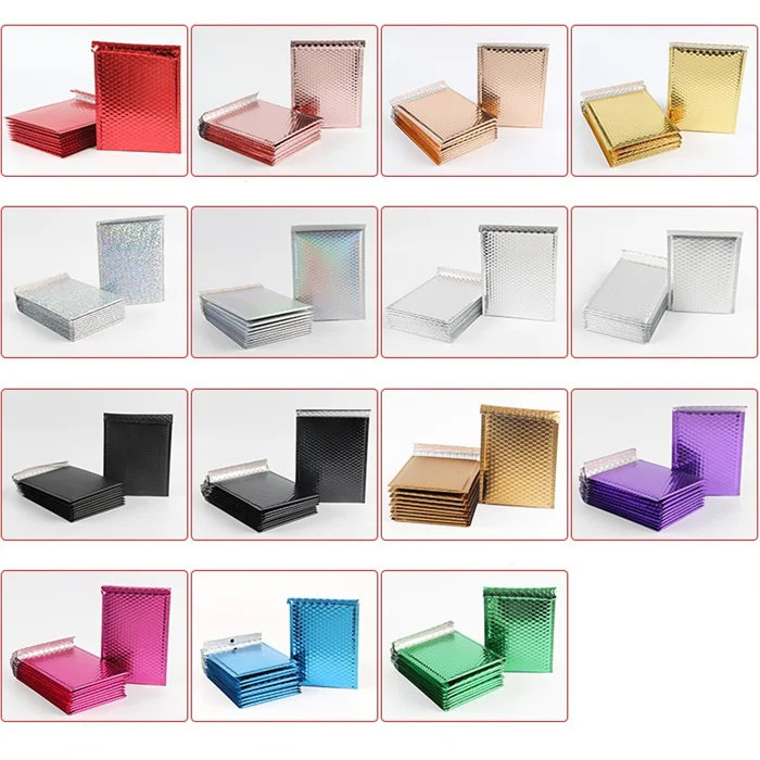 small moq custom print logo color aluminized bubble shipping mailing bags