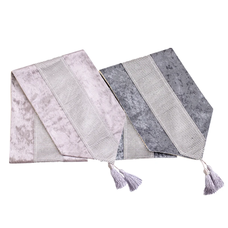 New European style fashionable diamond table flag double-sided long tablecloth hotel wedding banquet decorative table cloth
