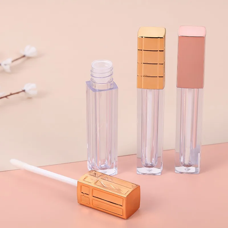10cm hot selling 5ml square lipstick tubes custom color white rose gold lid empty makeup cosmetics lip gloss tubes