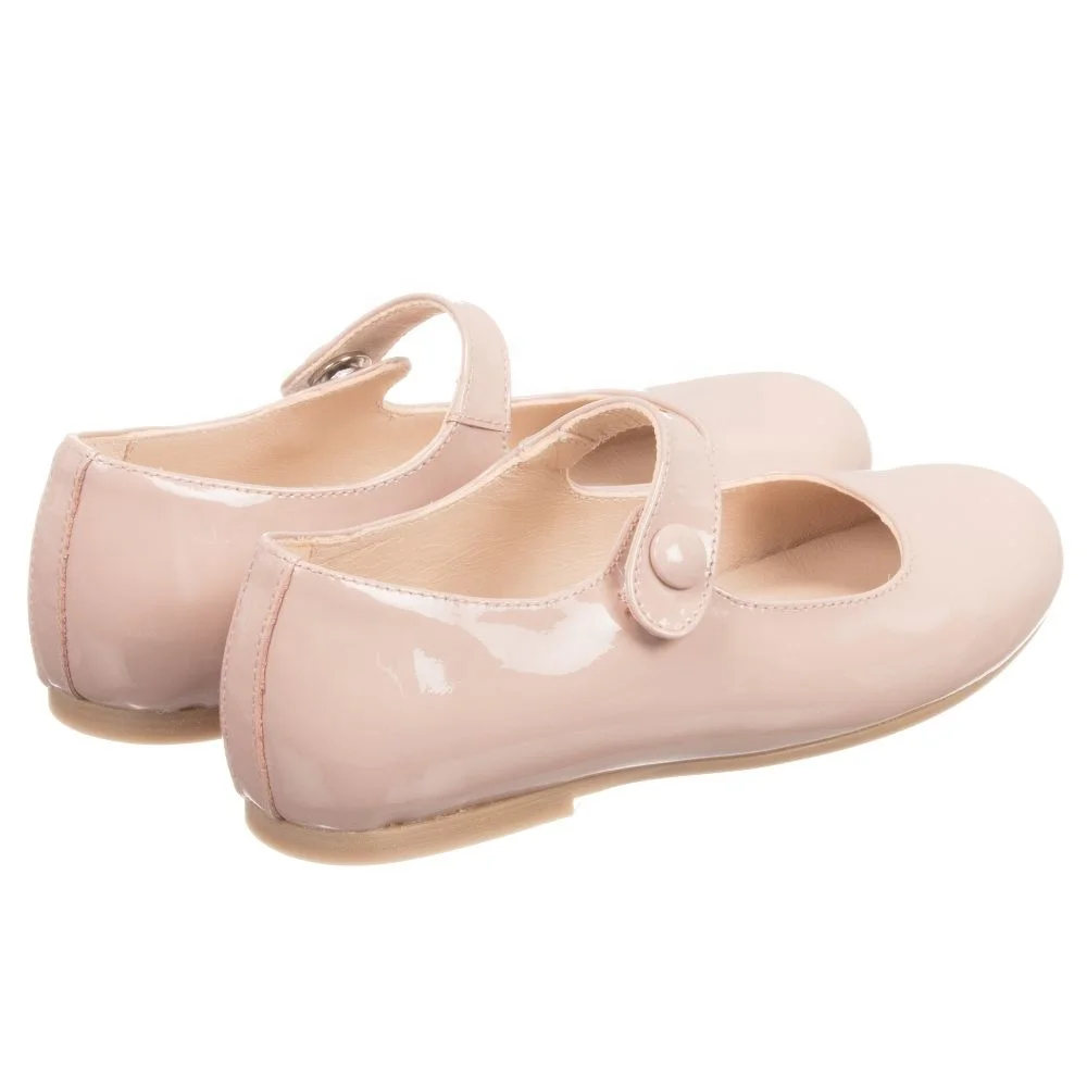 
Custom Girls Pink Flower Wear-Resistant Leather Dress Shoes 