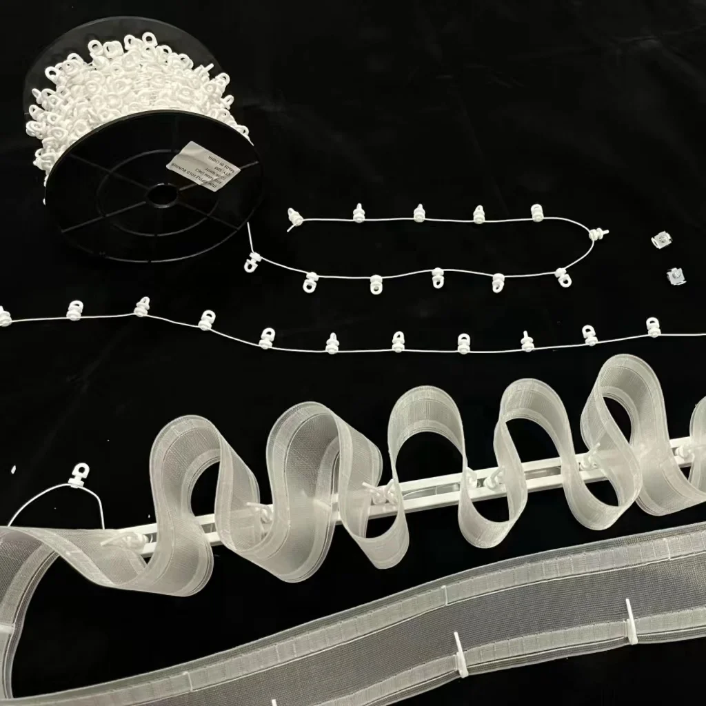 Width 75 mm S Fold Wave Curtain Tape With Positioning Line S Ripple Fold Curtain Transparent Nylon Tape