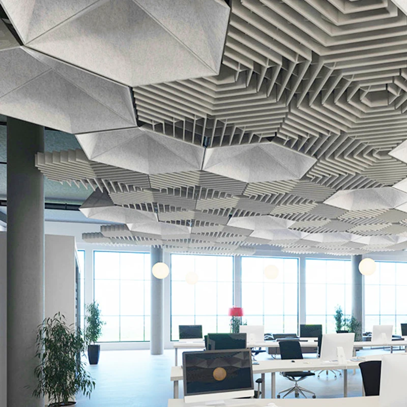 Polyester Acoustic 3d Decorative Ceiling Panels Ceiling Decorative Foam Mounted Ceiling Panels
