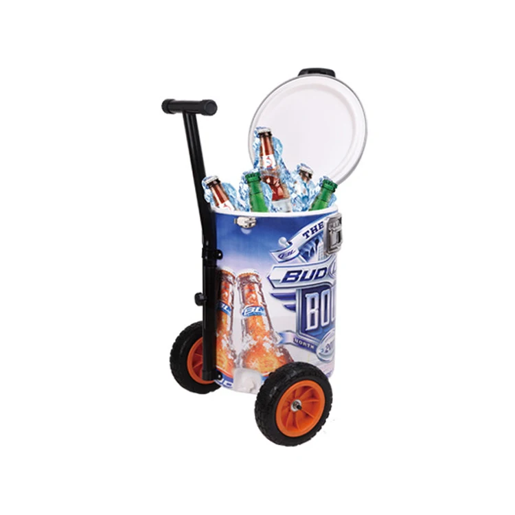 54L Outdoor Travel Ice Cooler Box Car Plastic Can Shaped Cooler With Wheels