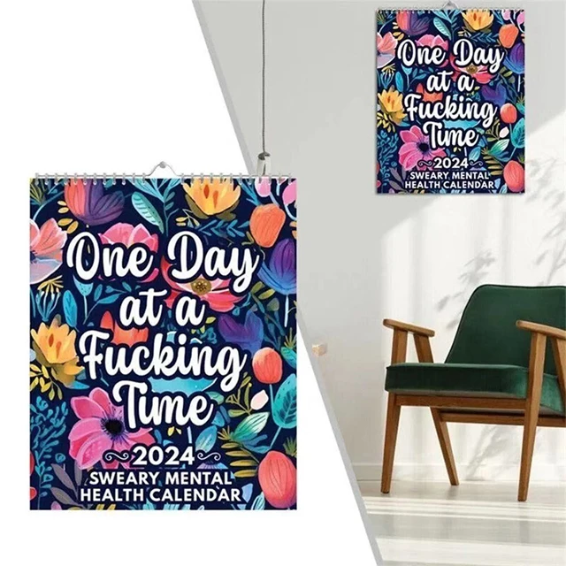 2024 Funny Mental Health Wall Calendar 12 Month Monthly Calendar Writing Blocks Twin Wire Bound Desk Calendar