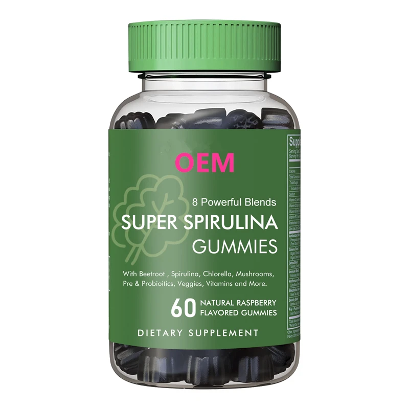 Спирулина Gummy OEM/ODM желудочно-кишечная оптимизация Spirulina gummies органическая и хлорелла самая высокая плотность питательных веществ