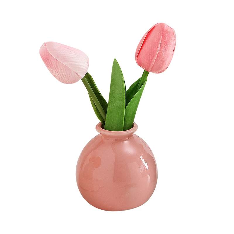 Tabletop Decoration Candy Color Simulation Flower Arrangement Containers Mini Ceramic Flower Vase