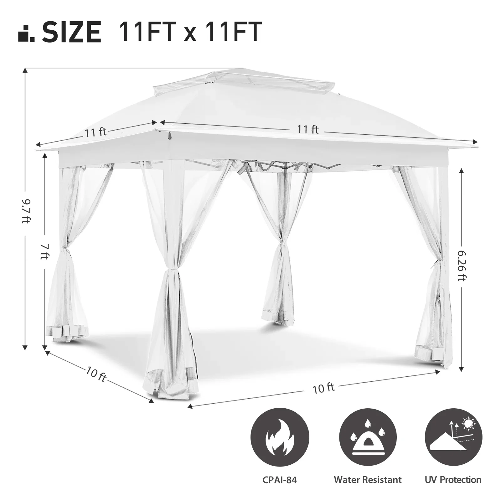 Outdoor Tent Pergola Aluminum Folding Gazebo Waterproof Soft Top Metal Frame Gazebo Outdoor Pop up Gazebo with Net Walls