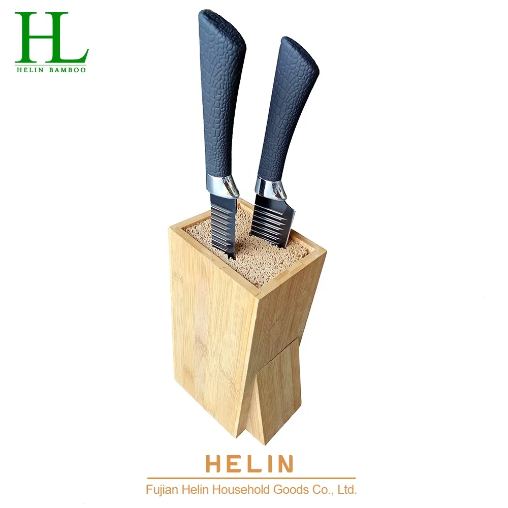 Bamboo kitchen knife holder bamboo knife block with bamboo rod