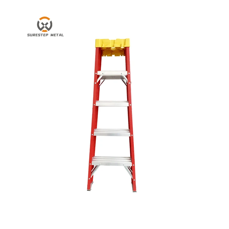 Lightweight Folding Platform Step Doubled Sided Safety Step Fiberglass Frp Ladder With Handrail