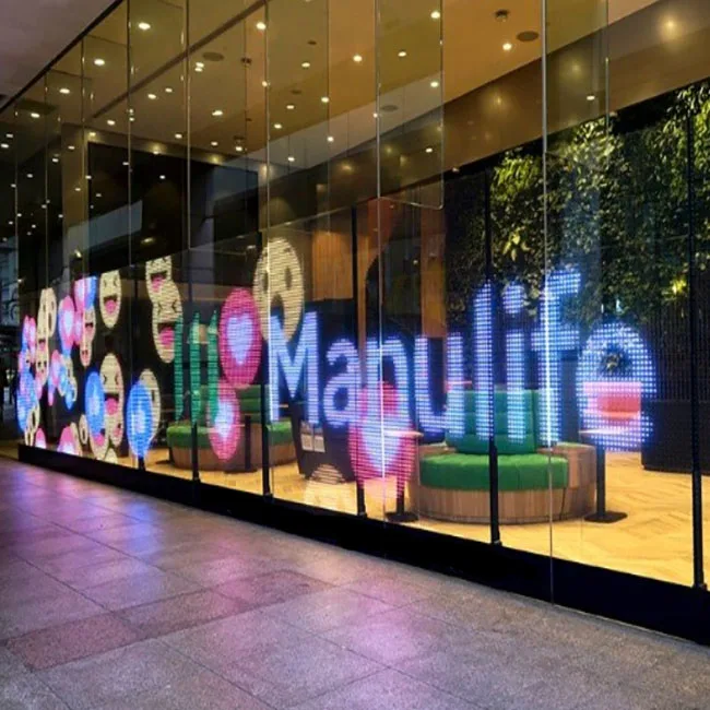 Super thin 1000x2000mm flexible Indoor holographic adhesive transparente led display video wall film