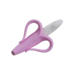 Wholesale fruit banana baby toothbrush teether toy for kids baby teething toy silicone baby teether