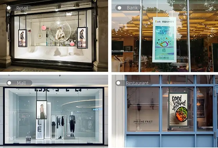 Digital advertising display shop showcase outdoor lcd screen window signage display