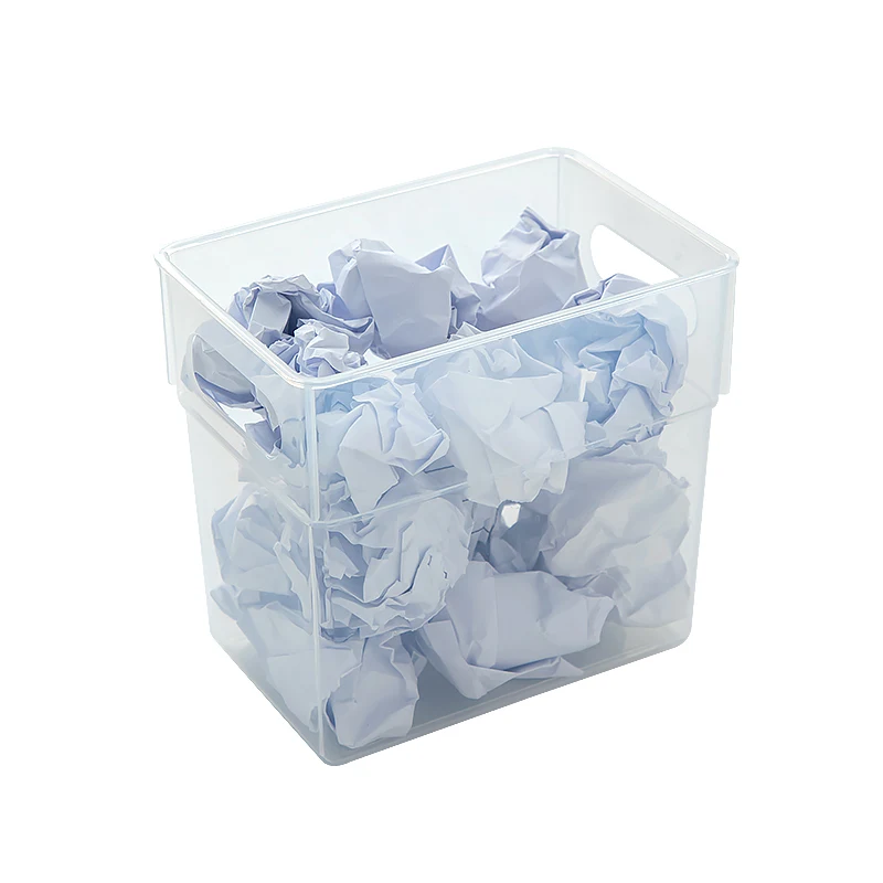 OEM/ODM Transparent Desktop Garbage Bin Home Dormitory Office Desk Rectangle Mini Garbage Bin with Handle