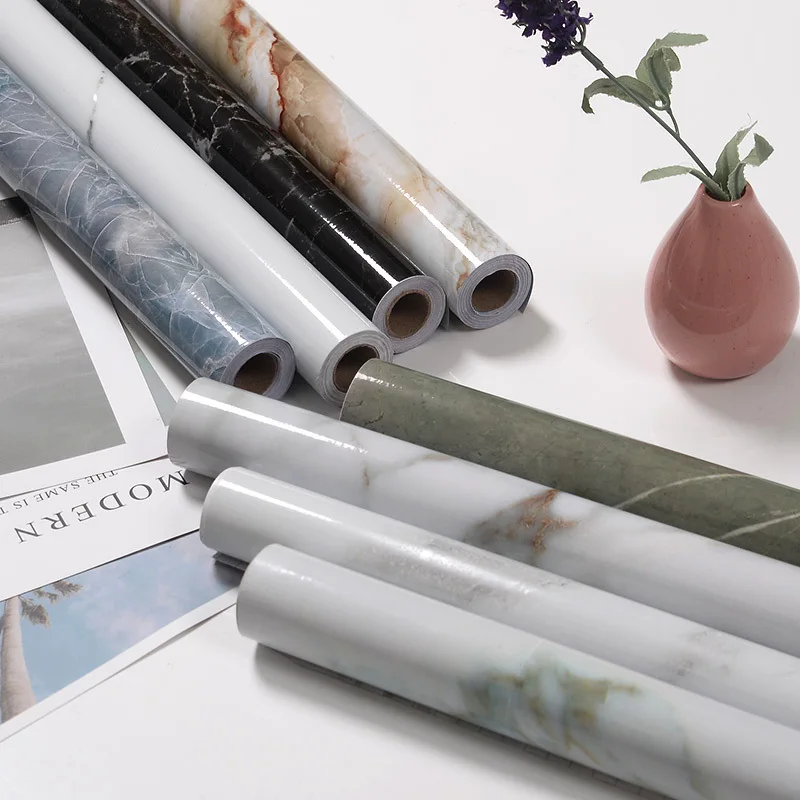 2024 Household Accessories Modern Style Multi-design and Multi-size PVC Marble Texture Wall Paper