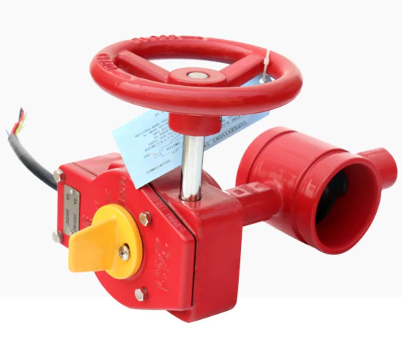 TKFM worm gear box type DN65 dn600 ptfe slotted grooved end butterfly valve for fire extinguisher