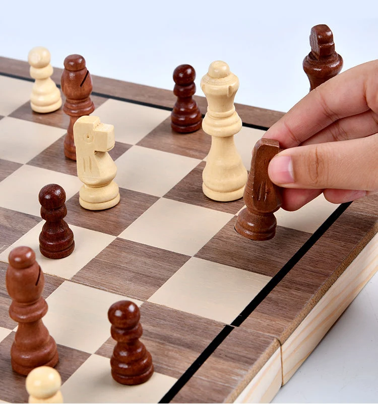 Wholesale Piece Wooden Foldable Board 3 in 1 Wooden Chess Game Magnetic International Chess