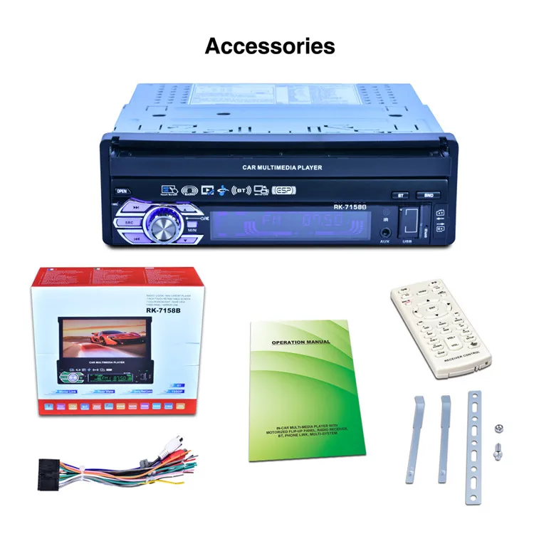 Автомобильный стерео 1 Din Автомобильная магнитола с 7 дюймов выдвижной экран Поддержка Зеркало Ссылка MP5 USB TF карты и камера заднего вида