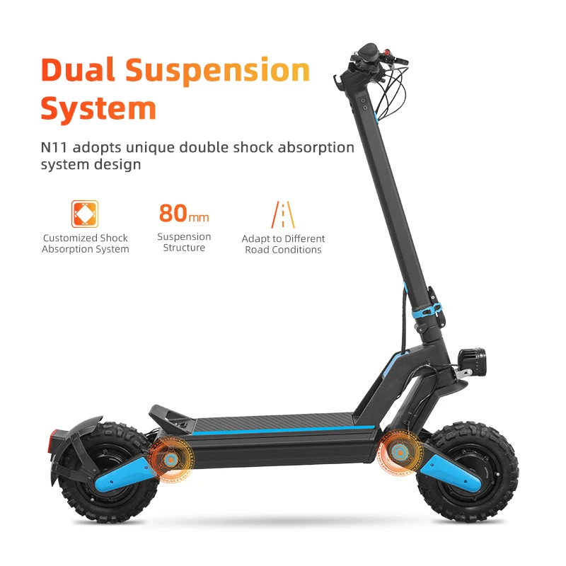 Dual charge ports off road powerful scooter with atmospheric lights off-road motorized scooter