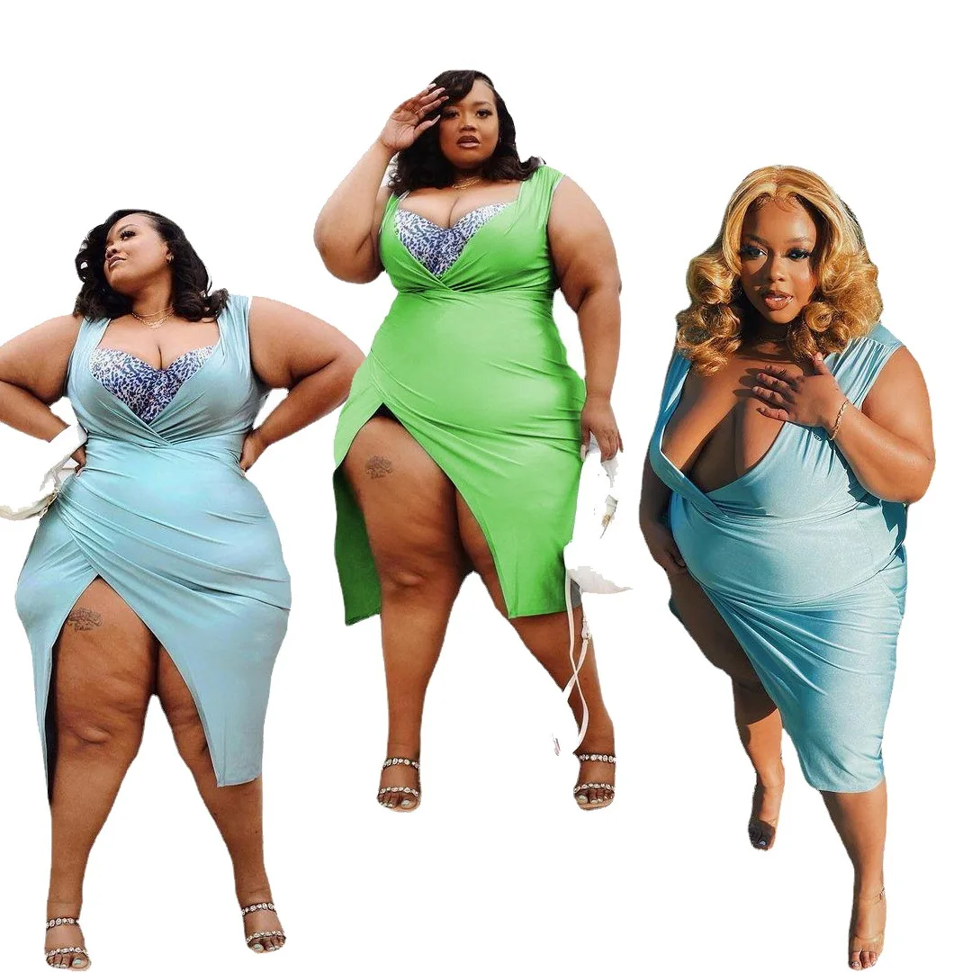 2021 стильное ассиметричное дизайнерское платье для полных женщин асимметричное сексуальное платье с высоким разрезом юбка большого размера для женщин платье размера плюс