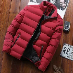 Men Windbreak Thick Warm Jacket Windproof Cotton Padded Zipper Coats Male Stand Collar Puffer Jacket