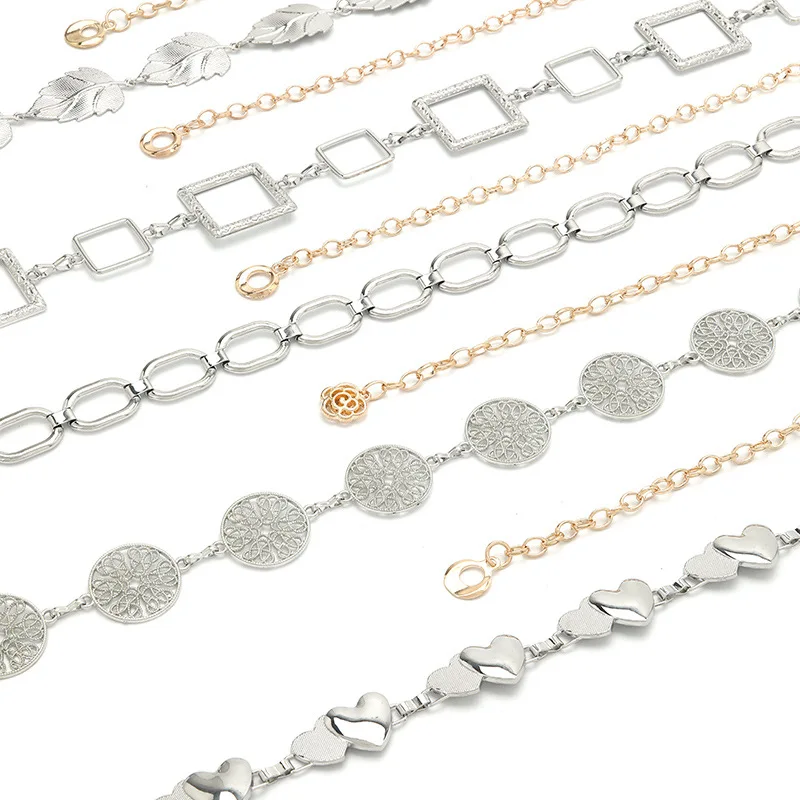 Cross Border Waist Chain Pendant decorative female metal hollowed out belt