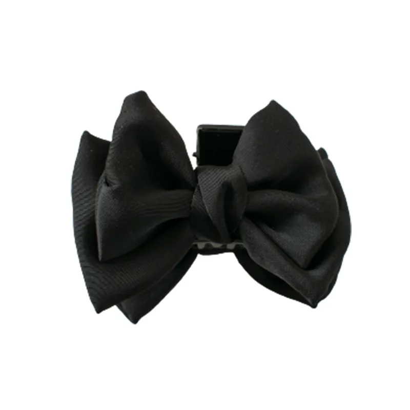 Solid Color Elegant Stylish Silk Big Bow Knot Claw Hair Clips  for Thick Long Curl Hair Women and Girls