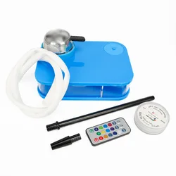 Wholesale Custom Colored smoke Nargile plastic Hookah box chicha Sheesha portable led shisha set square Hookah for sale